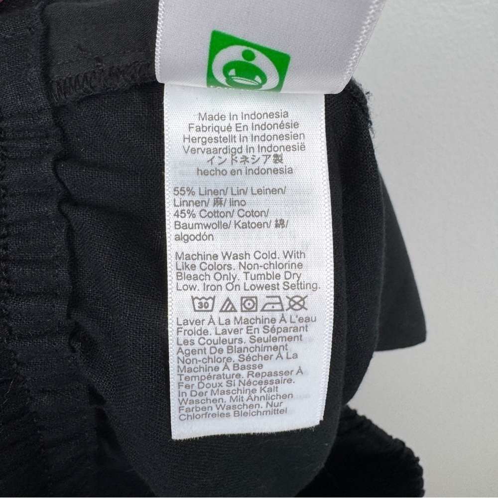 J. Crew Linen Blend Slim Wide Leg Drawstring Pants Black Size 2 NWT - Picture 9 of 9